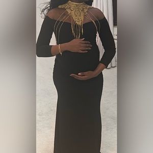 Black maternity off the shoulder dress bodycon